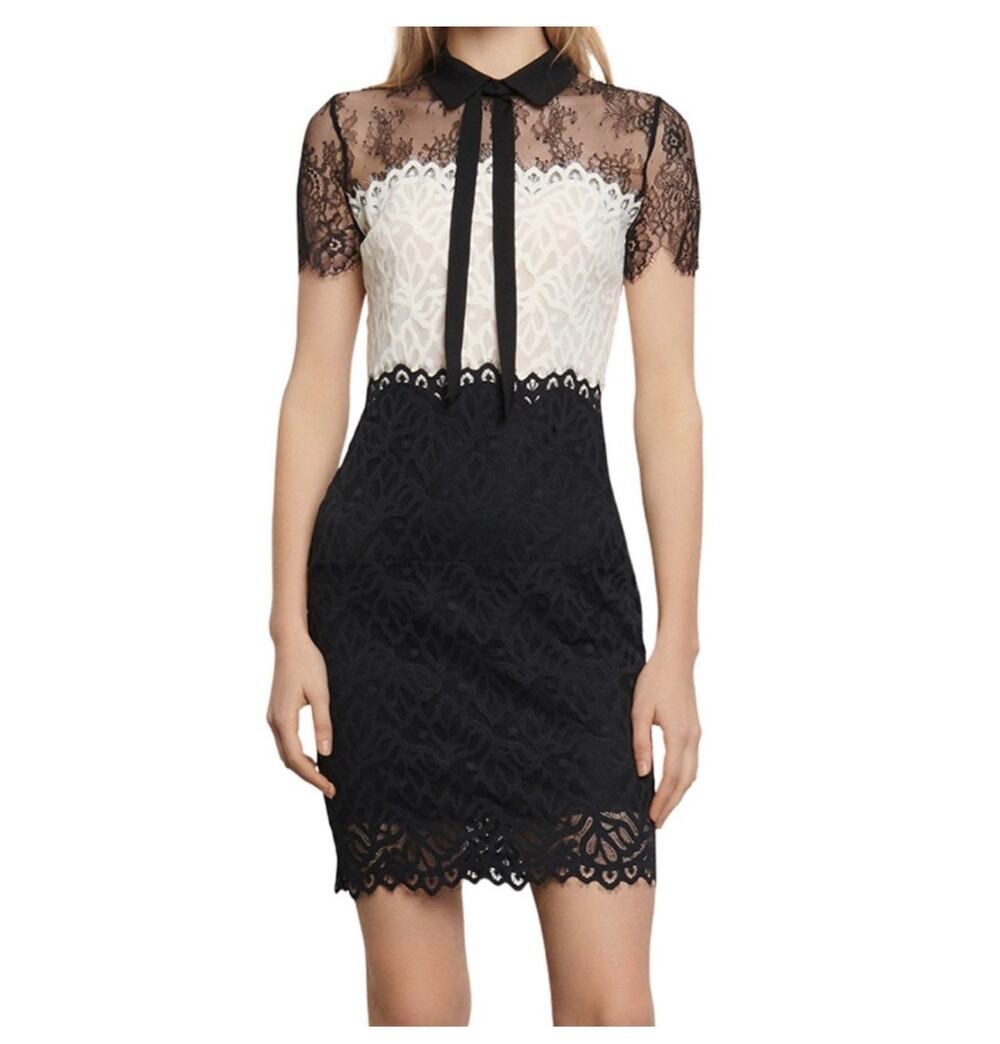 Sandro Paris Rozen Lace Black White Sheath Mini Dress 1 Small As seen on TV